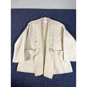 Vintage Escada Margaretha Ley Ribbed Open Front Wool Cardigan Womens 40 Yellow